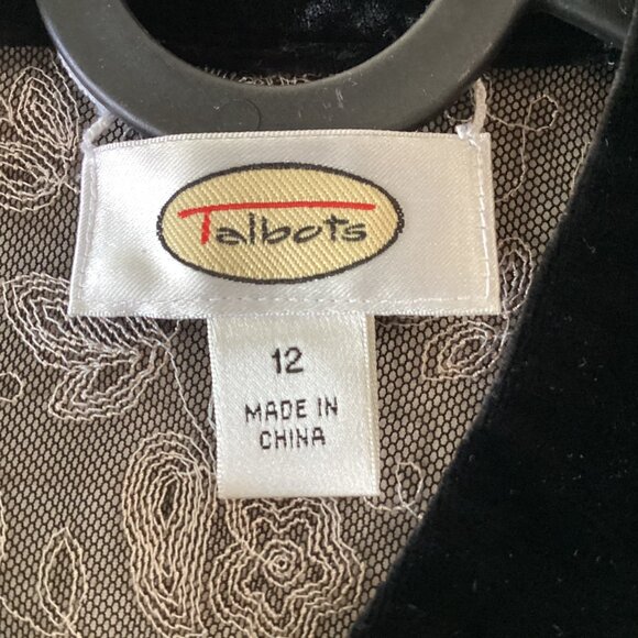 Talbots Womens Sheer Floral Embroidered Jacket Size 12 Black & White Nylon/Rayon - Picture 4 of 15